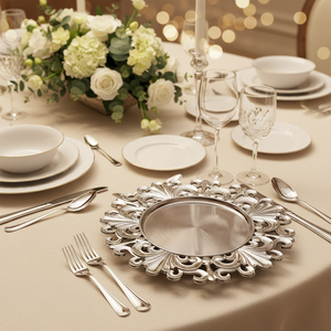 Assiettes de Présentation en Plastique Durables et Réutilisables de 13 Pouces, Motif Personnalisé de Luxe pour Mariages, Anniversaires et Dîners – Offre Spéciale - Product Image 6