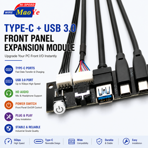 สายต่อขยายพอร์ต USB3.0 ด้านหน้า MAOYE หัวต่อ 20 พิน สายอะแดปเตอร์ USB A พร้อมสายสัญญาณเสียง HD และสวิตช์เปิด-ปิด สำหรับเคสคอมพิวเตอร์ตั้งโต๊ะ OEM - Product Image 2