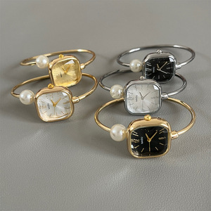 Orologio da Polso <span class=keywords><strong>Vintage</strong></span> con Quadrante Quadrato in Perle, Cinturino in Lega, Eco-Friendly, per Donne, Lusso Leggero, Moda Retrò - Product Image 5