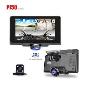 2020 Nieuwe Dual Record 360 Graden 5 Inch Touch Screen 1080P Auto Dash Cam Dvr PI50 Met Wdr Voor parkeer Monitor Video Recorder