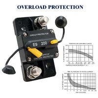 Interruptor de Circuito de 200 Amperios con Pernos de 3/8'' y Reinicio Manual para Automóviles, RV, Embarcaciones, Sistemas de Audio para Autos, Sistemas de Baterías Solares, 12V - 48V DC