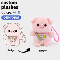 Porte-clés en peluche personnalisé en forme de cochon avec rembourrage en coton PP, design super doux et mignon, idéal pour les cadeaux d'anniversaire pour enfants, OEM/ODM disponible