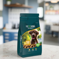Sacs à fond plat personnalisés et colorés en PET/AL/LDPE imprimés par gravure avec fermeture éclair pour l'emballage de friandises pour chiens (viande de poulet séchée)