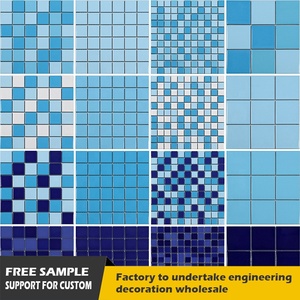 306x306mm toptan fiyat karışık mavi yüzme havuzu banyo için 6mm mozaik fayans seramik karo - Product Image 4