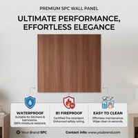 Panel Dinding SPC 5mm Sistem Interlocking, Pemasangan Cepat, Inti Kaku, Tahan Air, Tahan Api, Tekstur Kayu, untuk Kamar Hotel