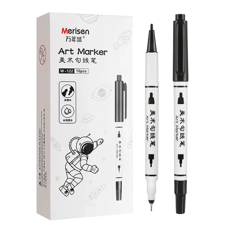Dual Tip Marker Pen for Sketching Art Supplies Water-based Ink Marker Pen Black