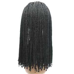 Nouveautés en gros Perruque synthétique Lace Front courte tressée style Box Braid avec dentelle marron clair sans colle - Product Image 4