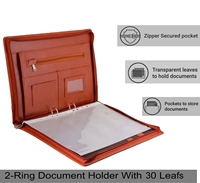 Personnaliser les affaires de luxe multifonction A4 2 anneaux agenda porte-documents en cuir pu fermeture éclair portefeuille dossier avec logo