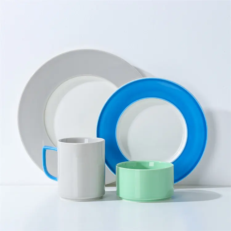 Модный дизайн, цветная керамическая посуда в скандинавском стиле, набор из 16 предметов, керамическая посуда, столовые сервизы, фарфоровые