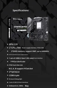 Nouvelle carte mère Pro Gaming B850 GAMING PLUS WIFI ATX AMD B850 DDR5 8000+ WiFi 7 SATA Quatre canaux Intégration du streaming 4K - Product Image 4