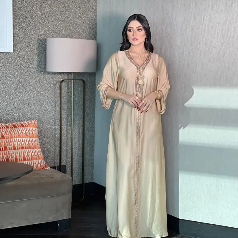 Muslim Dress Dubai Women'S Fashion Abaya Maxi Hot Drill Dress Large Size Middle Eastern Abaya Dress