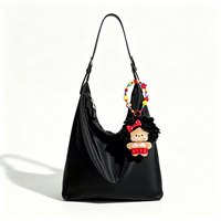 Porte-clés en peluche mignon avec poupée aux cheveux bouclés, bracelet perlé coloré, breloque de sac Kawaii, pendentif de sac à dos multi-styles, cadeau
