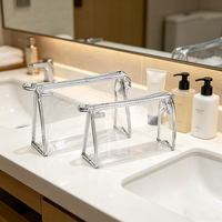 Sac de maquillage transparent OEM, étui cosmétique en PVC, pochette de toilette portable imperméable avec fermeture éclair