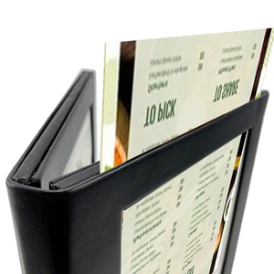 Libro de Menú LED Negro Personalizado, 4 Páginas Tamaño A4, 2 Páginas Iluminadas, Menú de Cuero Recargable, Libro de Menú LED - Product Image 3