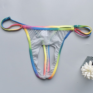 HL102 <span class=keywords><strong>Perizoma</strong></span> in nylon sottile <span class=keywords><strong>e</strong></span> sexy con apertura, taglia regolabile, per uomo <span class=keywords><strong>e</strong></span> donna, colori arcobaleno - Product Image 3