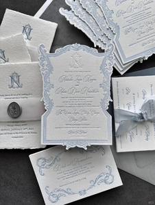 Invitaciones de Boda de Lujo Personalizadas Económicas OEM con Impresión en Grabado sobre Papel de Arte, Laminación Brillante y Relieve - Product Image 1