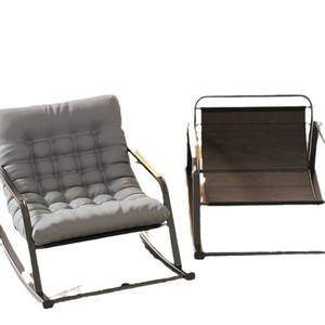 Fauteuil à bascule avec coussin gris, chaise de jardin durable pour la détente à la maison et le bronzage - Product Image 5