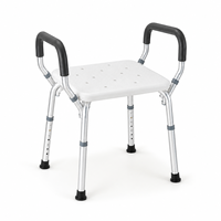 Chaise de douche réglable en aluminium avec accoudoirs rembourrés, montage sans outil, siège de bain pour personnes âgées et fournitures médicales