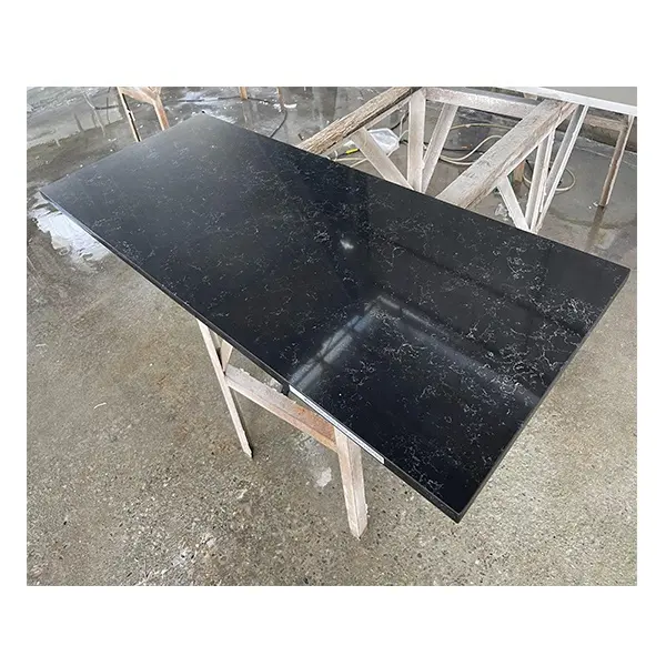 Table à manger en pierre artificielle Calacatta noire Comptoir en quartz artificiel pour comptoir de cuisine