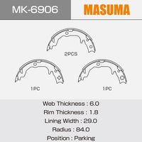 Plaquettes de frein à tambour pour réparation automobile MASUMA MK-6906 4800A022 4800A041 pour MITSUBISHI ASX