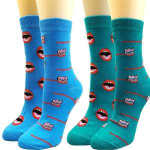 Venta al por mayor Crazy novedad labio AB Calcetines estampados divertidos calcetines <span class=keywords><strong>de</strong></span> algodón no coincidentes para las <span class=keywords><strong>mujeres</strong></span> - Product Image 3