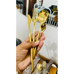 Ready to Ship Modern Stylish Gold Line Sleek with Premium Designed Metal Crafted Flatware Sets for Modern Lifestyle - Product Image 1