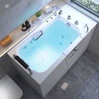 Baignoire autoportante rectangulaire moderne Whirlpool avec fonction de trempage et massage à bulles d'air pour les personnes âgées