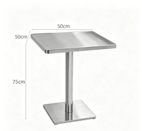 Table de salle à manger carrée en acier inoxydable pour hôtel et restaurant en plein air
