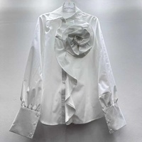 Chemises à manches longues à fleurs 3D et volants, style patchwork, coupe ample décontractée, col rabattu, boutonnage simple, chemises tendance