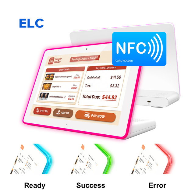 10.1 Inch L Shaped Android NFC Tablet With RGB Light Bar PoE Camera for Payment Feedback Reception Display