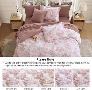 Parure de lit de luxe personnalisée 7 pièces en coton floral, toutes saisons, 300 fils, draps en coton, ensemble complet pour chambre à coucher, service OEM ODM - Product Image 4