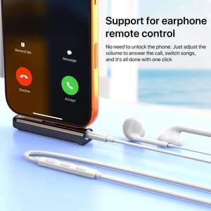 <span class=keywords><strong>Adaptateur</strong></span> <span class=keywords><strong>casque</strong></span> AUX 3,5 mm avec son HIFI, musique, appels et télécommande pour appareils <span class=keywords><strong>iPhone</strong></span> - Product Image 2