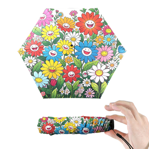 Parapluie pliant compact automatique de 21 pouces pour femmes, imprimé mignon de dessins animés, léger, parapluie de pluie - Product Image 1