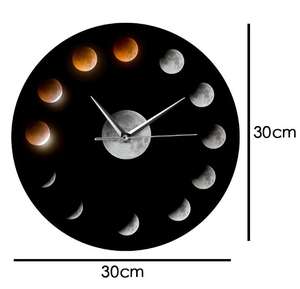 นาฬิกาแขวนผนังรูปดวงจันทร์ระบบควอตซ์แบบทันสมัยปรับแต่งได้กลไกดาราศาสตร์สำหรับการจัดวางในห้องนั่งเล่น - Product Image 4