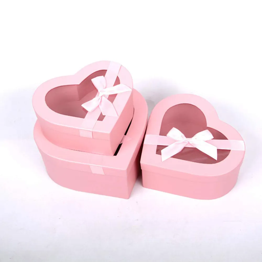 Menurunkan Kemasan Stroberi Permen Kotak Hadiah Kotak Kue Valentine Kotak Suguhan Hati dengan Tutup Bening