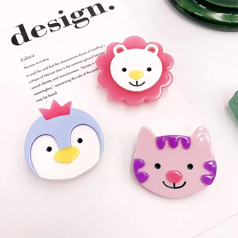 XINMEI custom little girls hair clips for kids accessories korean cute animal cat clip plastic resin children hair barrette clip