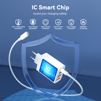 Chargeur de voyage universel 4 ports EU US 45W, adaptateur QC3.0, chargeur mural USB C à charge rapide pour plusieurs appareils
