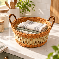 Panier de rangement ovale tressé écologique, best-seller, avec poignée robuste, idéal pour le linge, les jouets et l'usage domestique