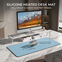 Tapis de bureau chauffant électrique, 5 réglages de température, texture lin, tapis de souris chauffant, arrêt automatique 3H, affichage numérique, 80x33cm, 75W, coussin chauffant de bureau