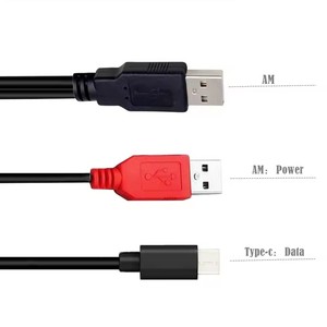 Cable DE DATOS USB2.0/Tipo-c/Tipo-b/Micro/Mini tipo Y, Cable de alimentación 2 en 1 para conexión de disco duro externo de escáner de impresión - Product Image 3