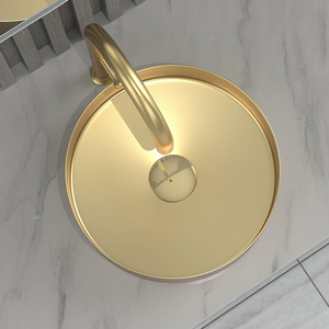 Lavabo in oro spazzolato per <span class=keywords><strong>bagno</strong></span> Hotel lavabo 304 in <span class=keywords><strong>acciaio</strong></span> inox lavabo a mano moderno lusso rotondo lavandini - Product Image 3