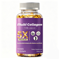 OEM LOGO 1600mg Multi Kolagen Softgel dengan Vitamin C & Biotin untuk Mencerahkan Kulit & Dukungan Antioksidan Wanita