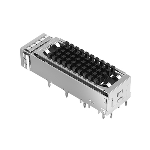 U77-E16E8-2001 Amphenol Compatible à travers le trou <span class=keywords><strong>1</strong></span> Port Press-Fit SFP + Cage avec dissipateur de chaleur - Product Image 2