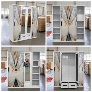 Puerta corredera armario almirah espejo metal armario <span class=keywords><strong>de</strong></span> almacenamiento pareja <span class=keywords><strong>ropa</strong></span> dormitorio muebles armario <span class=keywords><strong>de</strong></span> acero - Product Image 3