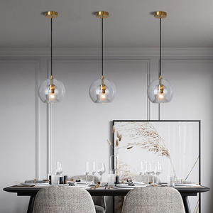 Lampe à suspension <span class=keywords><strong>Globe</strong></span> en verre moderne de conception nordique grand îlot de cuisine éclairage facile Installation à la maison lustres lampes suspendues - Product Image 4