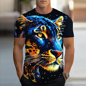 T-shirt pour homme imprimé en 3D Golden Lion King, T-shirt décontracté d'été, motif animal, haut Harajuku à manches courtes, streetwear - Product Image 1