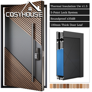 Puerta Principal Moderna de Aluminio Fundido con Panel de Vidrio - Product Image 4