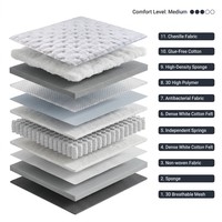 Matelas sur mesure en latex et mousse à mémoire de forme compressée à ressorts ensachés doubles, tailles Queen et King, pour l'exportation en gros