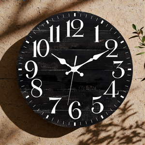 12 inch thạch anh Đồng hồ treo tường với im lặng năng lượng hấp thụ sáng chữ số bằng gỗ <span class=keywords><strong>Glow</strong></span>-in-The-Dark MDF trang trí thắp sáng tay - Product Image 2