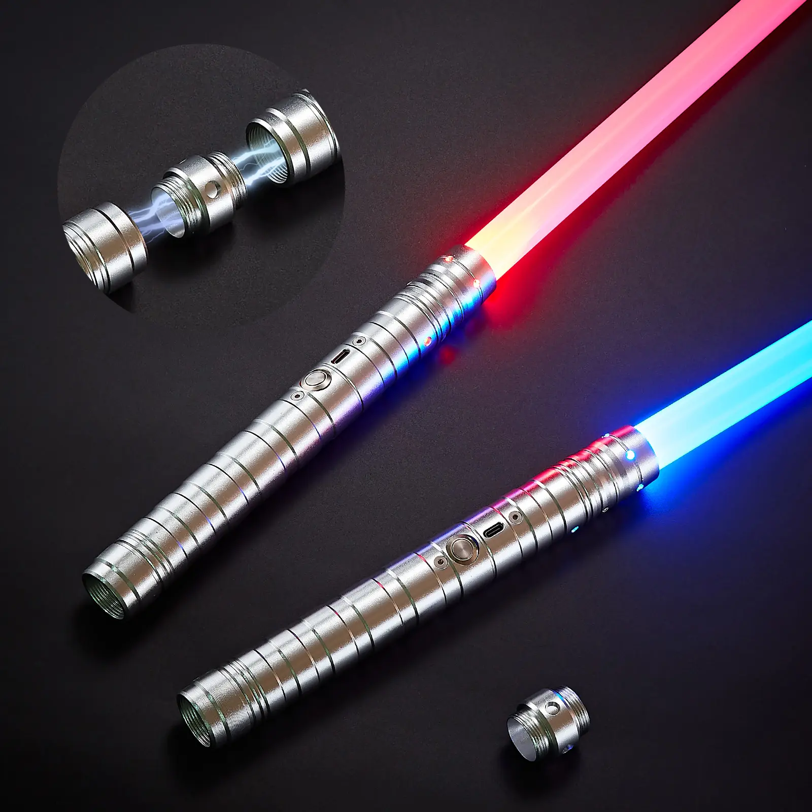 2 Pcs Enfants Cosplay Extensible Light Up Toys Sound Laser Swords Colorful Led Flashing Wireless Star Light Saber